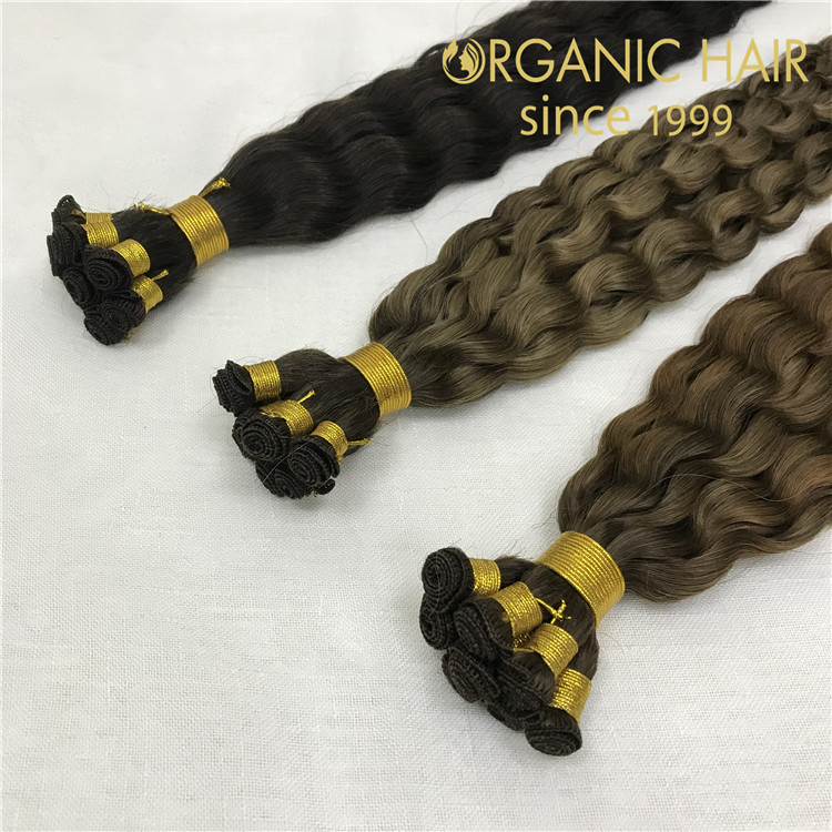 Wholesale best curly human full cuticle remy hand tied wefts professional factory X382